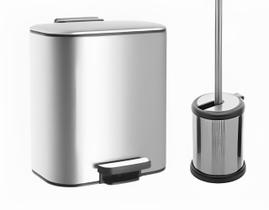 Escova Sanitaria Vassoura Limpeza Privada E Lixeira Cesto Lixo Banheiro Inox Com Pedal
