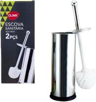 Escova Sanitária Vassoura Vaso Aço Inox Suporte Banheiro Limpeza