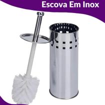 Escova Sanitária Vassoura Vaso Em Aço Inox Suporte Cerdas Flexíveis Banheiro Limpeza - Aih