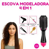 Escova Secadora 1200W 4 Em 1 Para Cabelos Lisos e Volumosos 110V