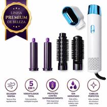 Escova Secadora 5 em 1 Com Escova Redonda e Modelador Automático Cor: Branco Escova Secadora 5 em 1 Com Escova Redonda e Modelador Automático Cor: Branco