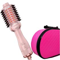 Escova Secadora Alisadora Britania Ions Tourmaline 4 Em 1 1300w Tube Rose Bivolt Maleta