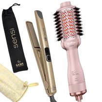 Escova Secadora Alisadora Britânia Ions Tourmaline 4 Em 1 1300w Tube Rose Bivolt Prancha Gama Italy Digital Progressiva 450ºf