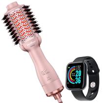 Escova Secadora Alisadora Britania Ions Tourmaline 4 Em 1 1300w Tube Rose Bivolt Smartwatch