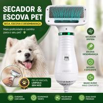 Escova Secadora Pet Portátil 2 em 1 Seca, Remove Nós e Reduz Queda de Pelos 110V Escova Secadora Pet Portátil 2 em 1 Seca, Remove Nós e Reduz Queda de Pelos 110V