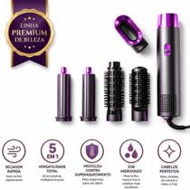 Escova Secadora Portátil 1000W Multi Styler 5 em 1 Para Cachos Volume e Alisamento Cor Preta Escova Secadora Portátil 1000W Multi Styler 5 em 1 Para Cachos Volume e Alisamento Cor Preta