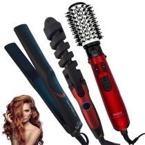 Escova secadora rotativa e modelador e chapinha gama pro