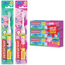 Escova timer light + pack 3 gel - peppa pig - dentalclean