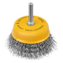 Escova Tipo Copo 65 mm, com Haste de 1/4 6mm, Fios Ondulados Inox de 0,3mm DENZEL