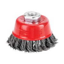 Escova tipo copo, aco carbono, torcida, rosca m14, 75mm, 1pc // mtx