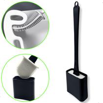 Escova Vaso Sanitário Silicone Com Base Para Banheiro Preto