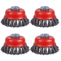 Escova Wire Cup WENORA para rebarbadora de 3 polegadas, pacote com 4