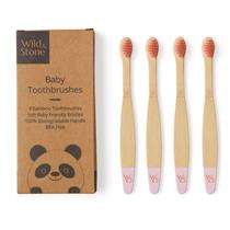 Escovas de dentes de bambu para bebês Wild & Stone, pacote com 4 cerdas macias Escovas de dentes de bambu para bebês Wild & Stone, pacote com 4 cerdas macias