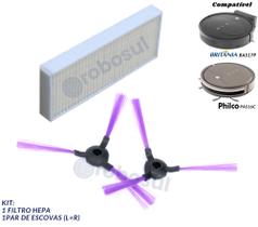 Escovas e Filtro Para Robô Aspirador Philco Mop PAS16C e Britania BAS17P