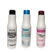Escovas progressivas kit com 3 produtos vinho - botox - plástica