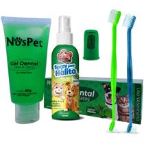 Escovas Spray e Gel Dental Kit Higienico para Cães E Gatos Petshop Nospet Kit