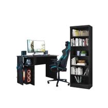 Escritório com Escrivaninha e Livreiro Preto - FdECOR Escritório com Escrivaninha e Livreiro Preto - FdECOR