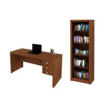 Escritório com Mesa para Computador e Armário Amendoa - FdECOR