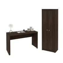 Escritório com Mesa para Computador Simples Gavetas Com Armário 2 Portas Rústico - FdECOR