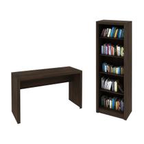 Escritório com Mesa para Computador Simples Gavetas Com Armário Prateleiras Portas Rústico - FdECOR Escritório com Mesa para Computador Simples Gavetas Com Armário Prateleiras Portas Rústico - FdECOR