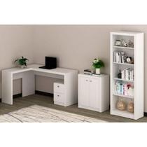 Escritório Completo (1 Mesa de Canto p/ Escritório ME4129 + 1 Balcão ME4103 + 1 Estante ME4104) 3 Peças Branco - Tecno Mobili Escritório Completo (1 Mesa de Canto p/ Escritório ME4129 + 1 Balcão ME4103 + 1 Estante ME4104) 3 Peças Branco - Tecno Mobili