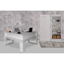 Escritório Completo (1 Mesa de Canto p/ Escritório ME4145 + 1 Estante ME4150 + 1 Armário ME4151) 3 Peças Branco - Tecno Mobili