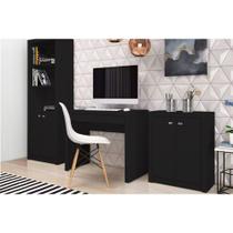 Escritório Completo (1 Mesa de Computador ME4107 + 1 Balcão ME4103 + 1 Estante ME4110) 3 Peças Preto - Tecno Mobili Escritório Completo (1 Mesa de Computador ME4107 + 1 Balcão ME4103 + 1 Estante ME4110) 3 Peças Preto - Tecno Mobili