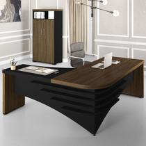 Escritório Completo 2 Portas 3 Prateleiras Charuto/Preto - Artany Móveis