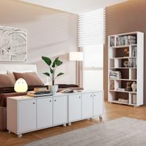 Escritório Completo 6 Portas 7 Prateleiras Branco Bkd - Brv
