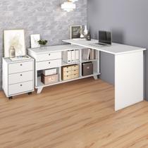 Escritório Completo com Rodízio 5 Gavetas Branco - Artany Móveis