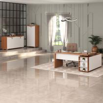 Escritório Completo Comissário 7 Portas 7 Prateleiras Freijó/Branco - Pnr Móveis