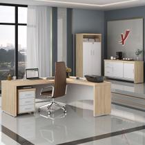 Escritório Completo Diretor 4 Portas 6 Gavetas Carvalho/Branco - Artany Móveis