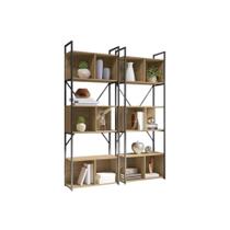 Escritório Completo Escritório Completo Industrial (2 Estantes) 2 Peças Freijo/Preto - Kappesberg