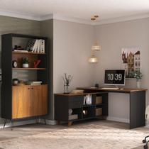 Escritório Completo Gold 2 Portas 2 Gavetas Freijó/Preto - Artany Móveis Escritório Completo Gold 2 Portas 2 Gavetas Freijó/Preto - Artany Móveis