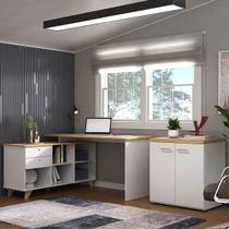 Escritório Completo Gold 2 Portas 2 Gavetas Olmo/Branco - Artany Móveis