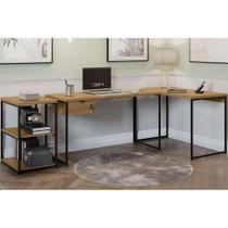 Escritório Completo Industrial 4 Peças (2 Escrivaninhas, 1 Estante, 1 Complemento) Freijó - Kappesberg