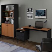 Escritório Completo Plus 2 Portas 2 Gavetas Freijó/Preto - Artany Móveis Escritório Completo Plus 2 Portas 2 Gavetas Freijó/Preto - Artany Móveis