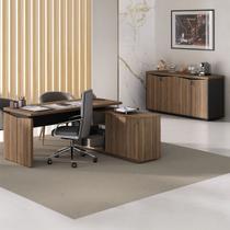 Escritório Completo Senador 5 Portas 4 Prateleiras Nogal/Preto - Pnr Móveis