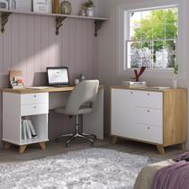 Escritório Completo Sky 1 Porta 5 Gavetas Olmo/Branco - Artany Móveis Escritório Completo Sky 1 Porta 5 Gavetas Olmo/Branco - Artany Móveis