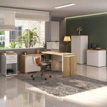 Escritório Completo Smart 5 Portas 2 Gavetas Olmo/Branco - Artany Móveis