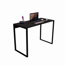 Escrivaninha 0,90m Preta de Madeira e Metal para Home Office, Moderna, Compacta e Resistente - Abeflex
