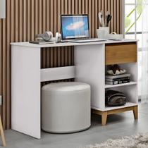 Escrivaninha 110cm 1 Gaveta Home Office Solvi Off White/Freijó F07 - Mpozenato Escrivaninha 110cm 1 Gaveta Home Office Solvi Off White/Freijó F07 - Mpozenato
