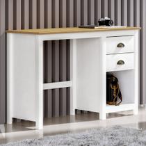 Escrivaninha 110cm 2 Gavetas Home Office Lázio Branco/Freijó F07 - Mpozenato