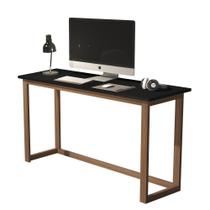 escrivaninha 120CM home office preto compacta quarto pés de madeira estilo cavalete - Casa Detalhe