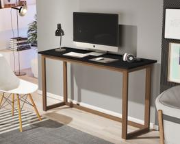 escrivaninha 120CM home office preto compacta quarto pés de madeira