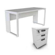 Escrivaninha 150cm x 60cm Gaveteiro 3 Gavetas Pés Metal F5