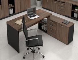 Escrivaninha 1,70 x 1,60 Web40 c/ Balcão 1pt 3gv Ameixa/Pto