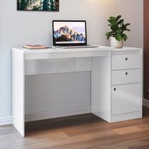 Escrivaninha 2 Gavetas 1 Porta Moderna em MDP Branca Guaili 127cm