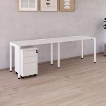 Escrivaninha 2 Lugares Estação de Trabalho com Pé Trave 240x60cm com Gaveteiro de 65cm Yescasa Escrivaninha 2 Lugares Estação de Trabalho com Pé Trave 240x60cm com Gaveteiro de 65cm Yescasa