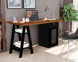 Escrivaninha 2 Prateleiras Bali Canela e Preto Carmolar